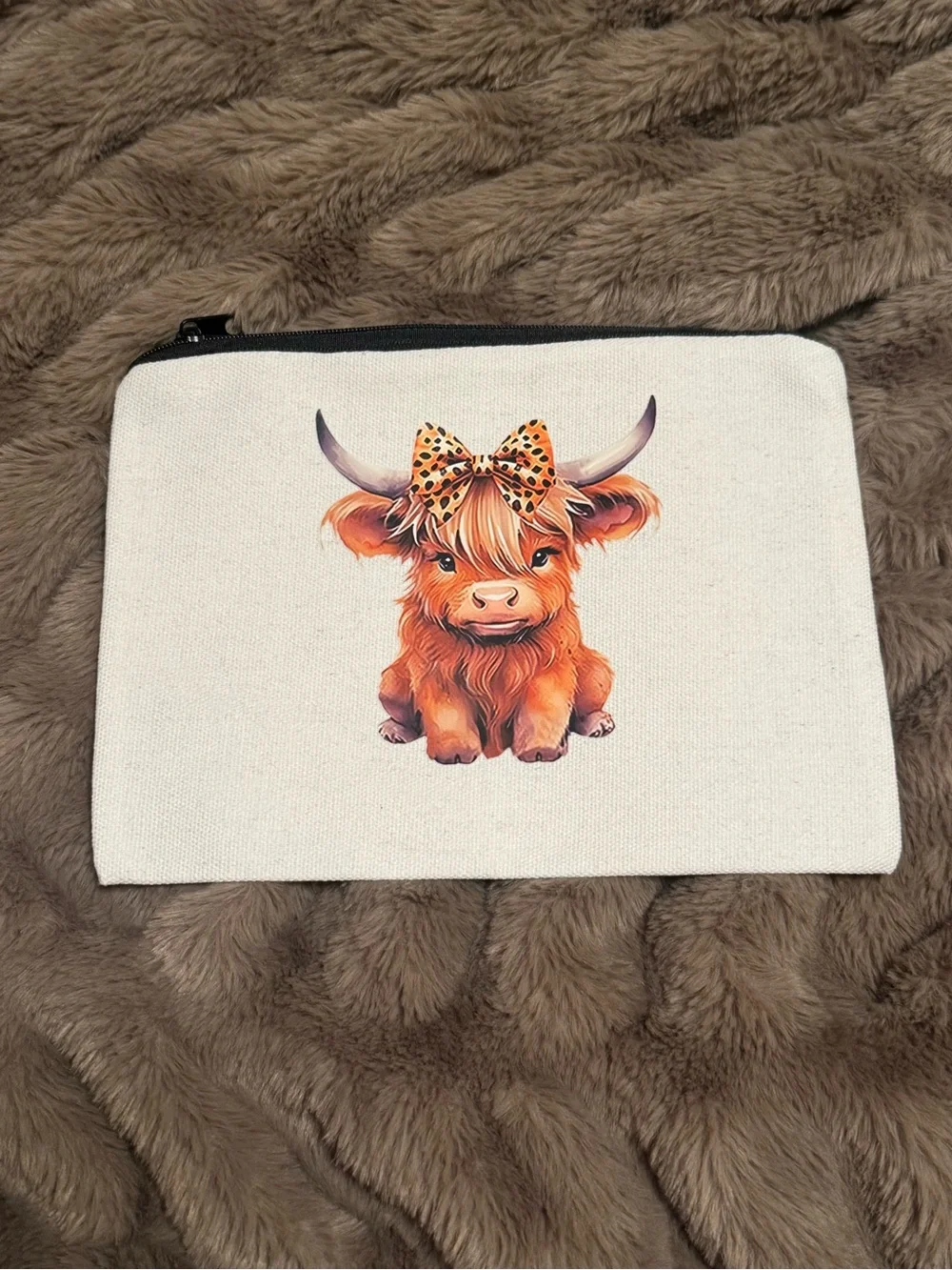 Highland Cow Cosmetic Bag